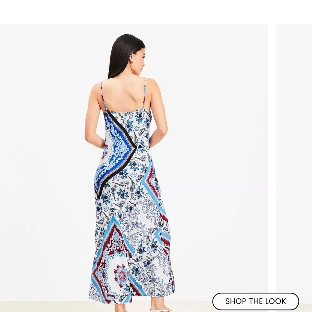 LOFT Blue and White Patterned Midi Dress